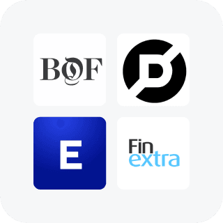 4 logos in a grid, including "The Business of Fashion" and "Industry Dive"